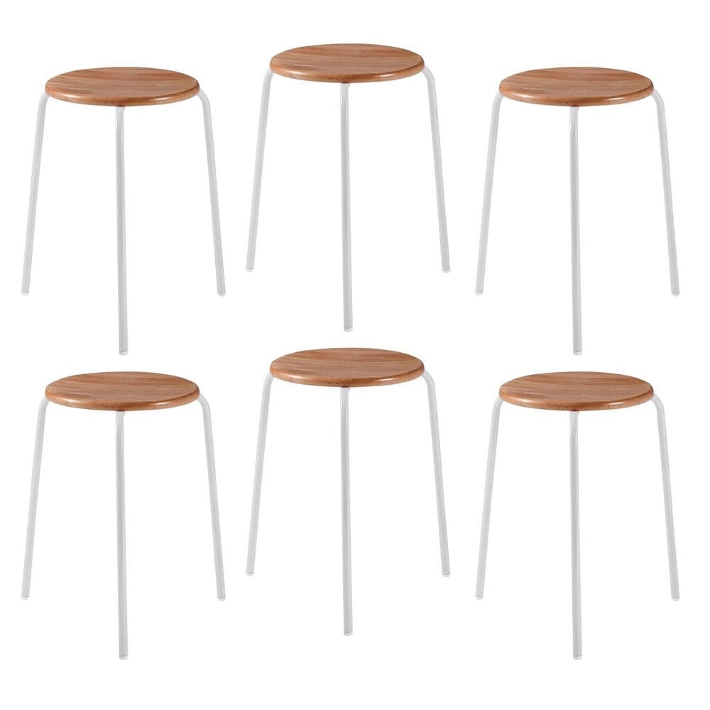 Conjunto 6 Banquetas para Sala de Jantar Cumbuca Branco/Marrom