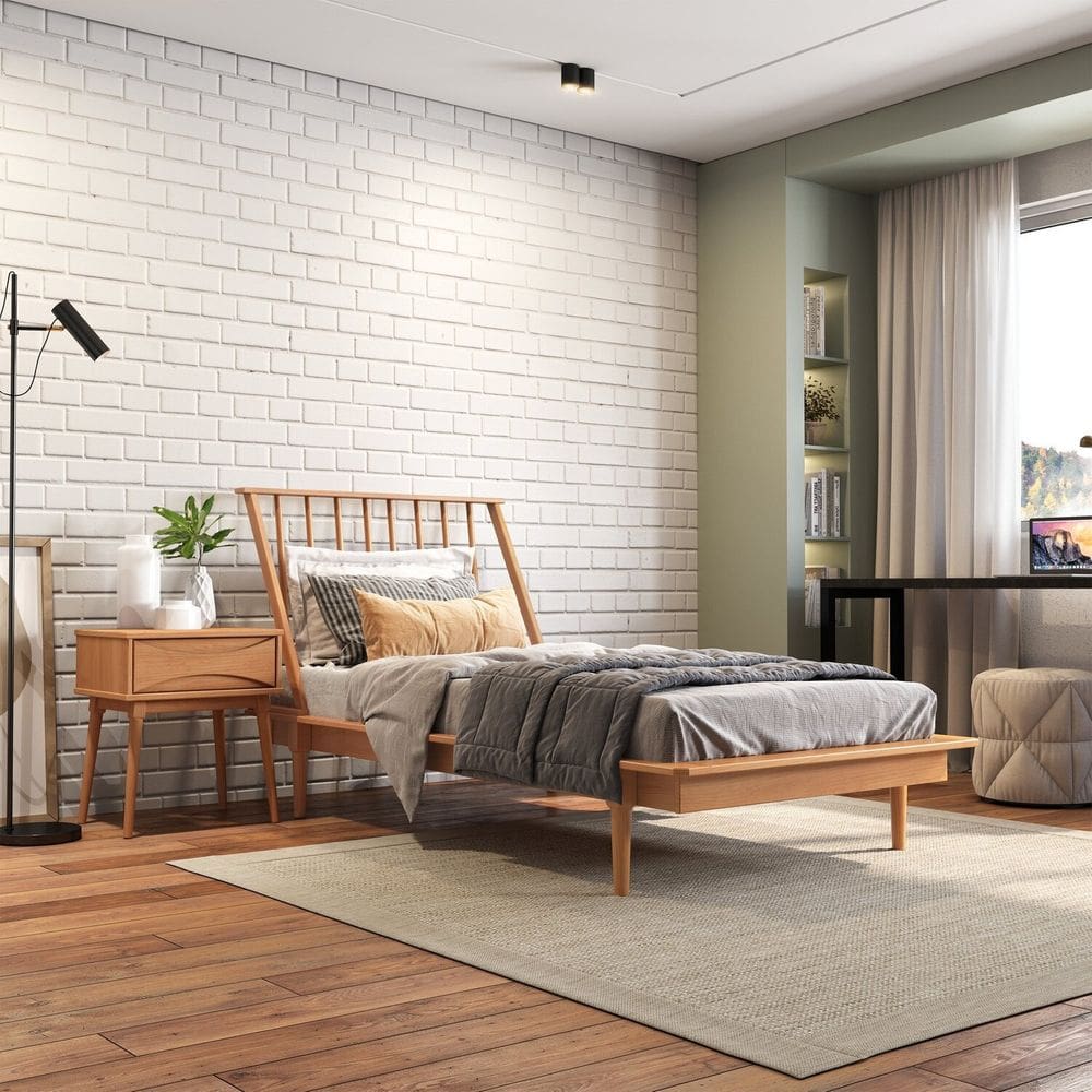 Cama Solteiro em Madeira Maciça Nordik Caramel