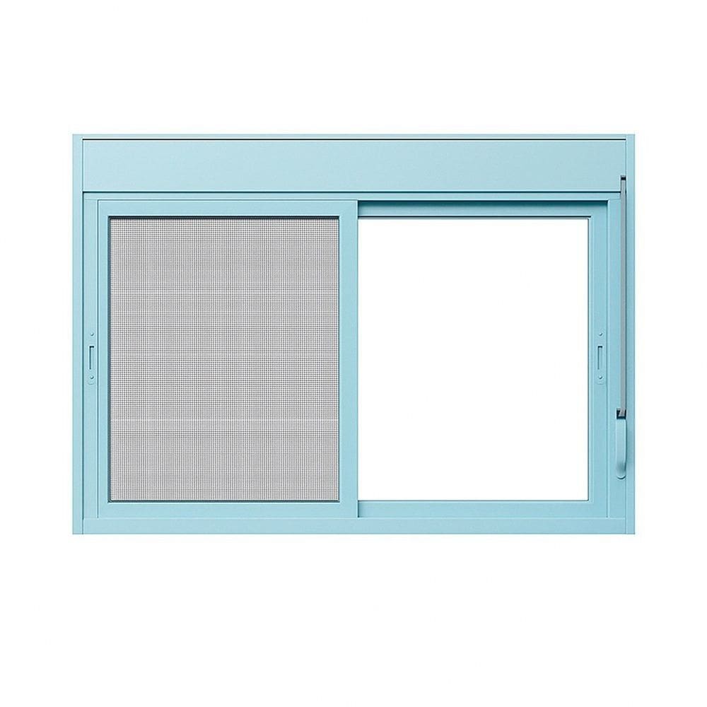 Janela Persiana com Tela Mosquiteira 120cm x 120cm Vidro de Segurança 6cm Fábrica do Alumínio Branco