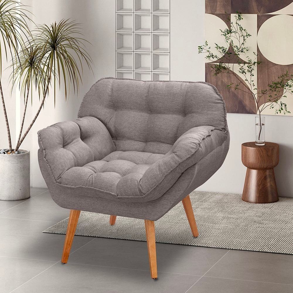 Poltrona para Sala de Estar Pés Trapézio Miami Marrom