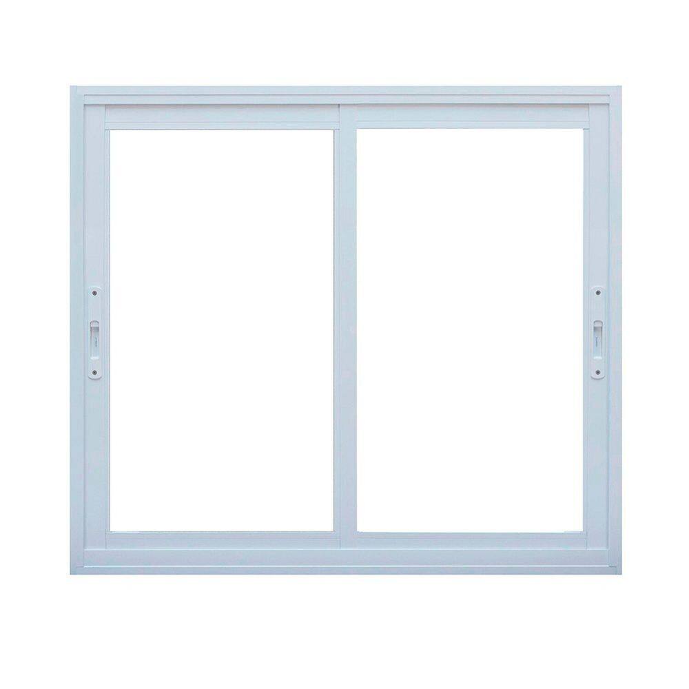 Janela Correr 2 Folhas Vidro 150cm x 100cm Vidro de Segurança 6cm Fábrica do Alumínio Branco