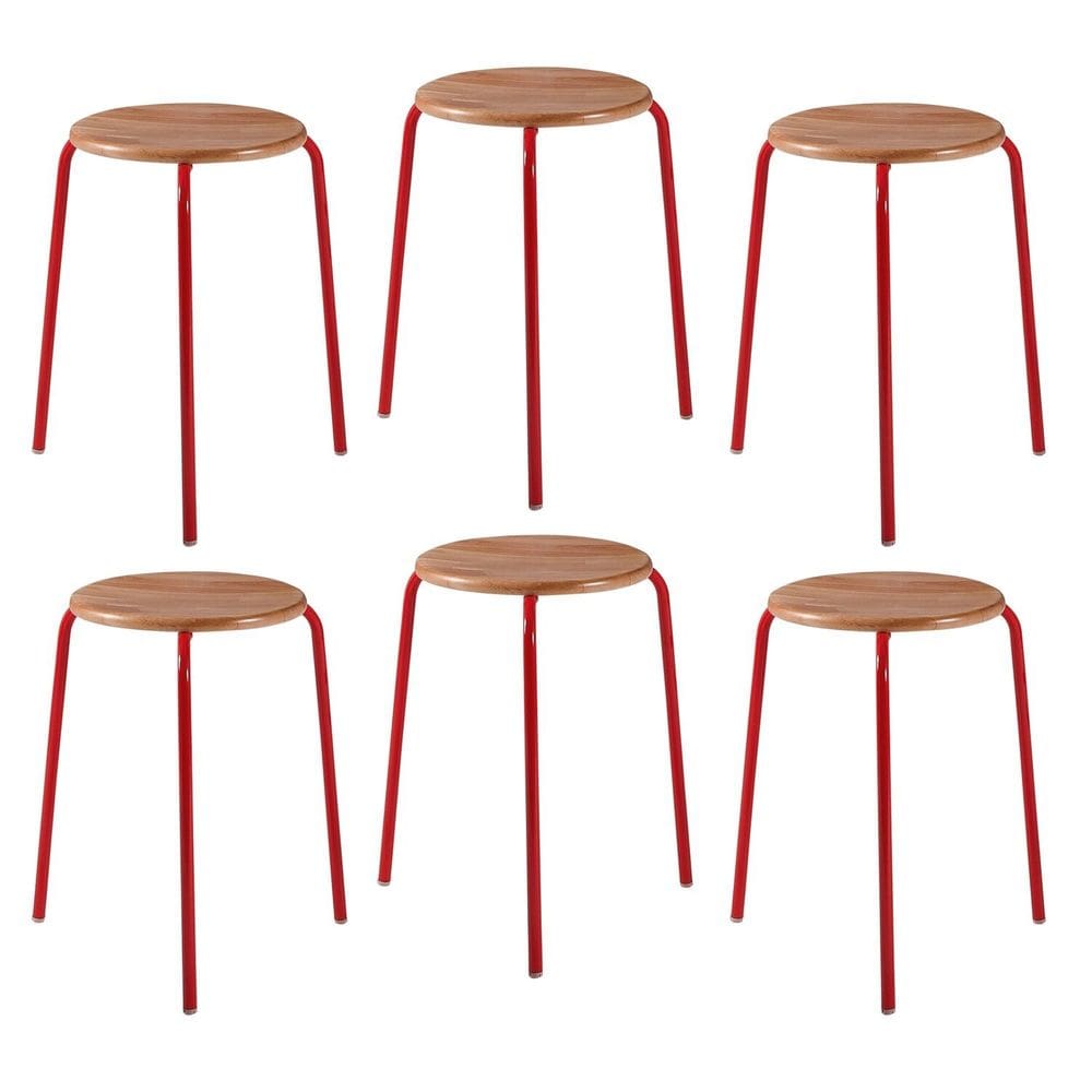 Conjunto 6 Banquetas para Sala de Jantar Cumbuca Vermelho/Marrom