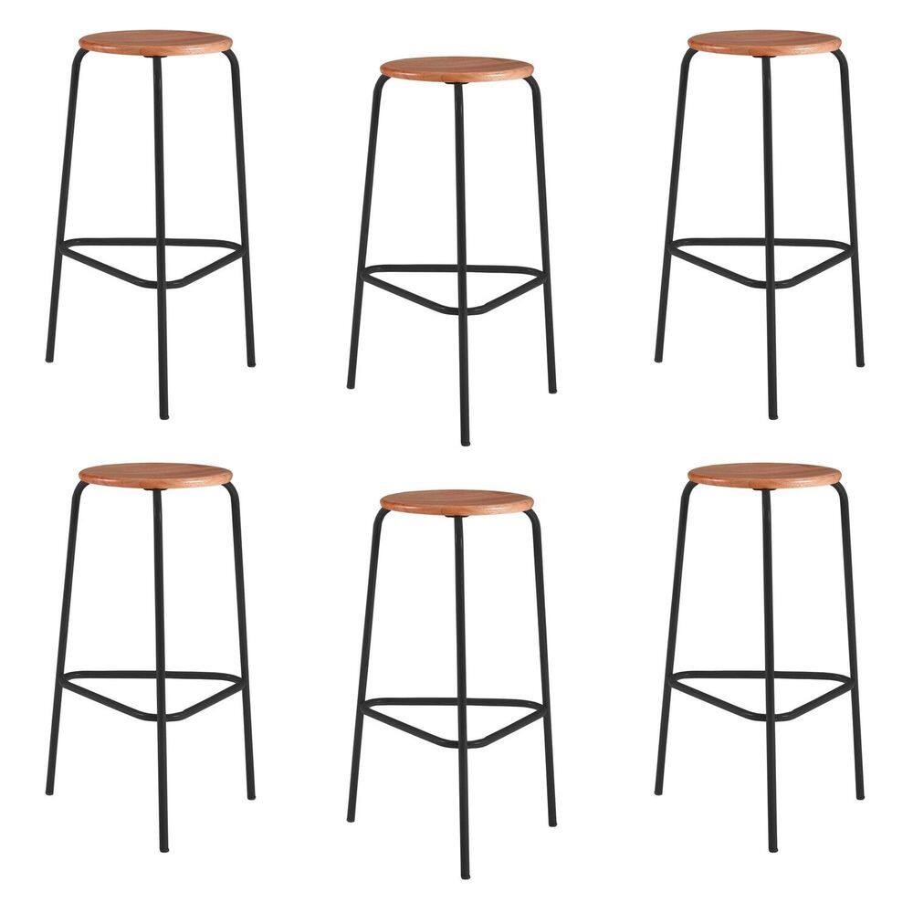 Conjunto 6 Banquetas para Sala de Jantar Cumbuca Preto/Marrom