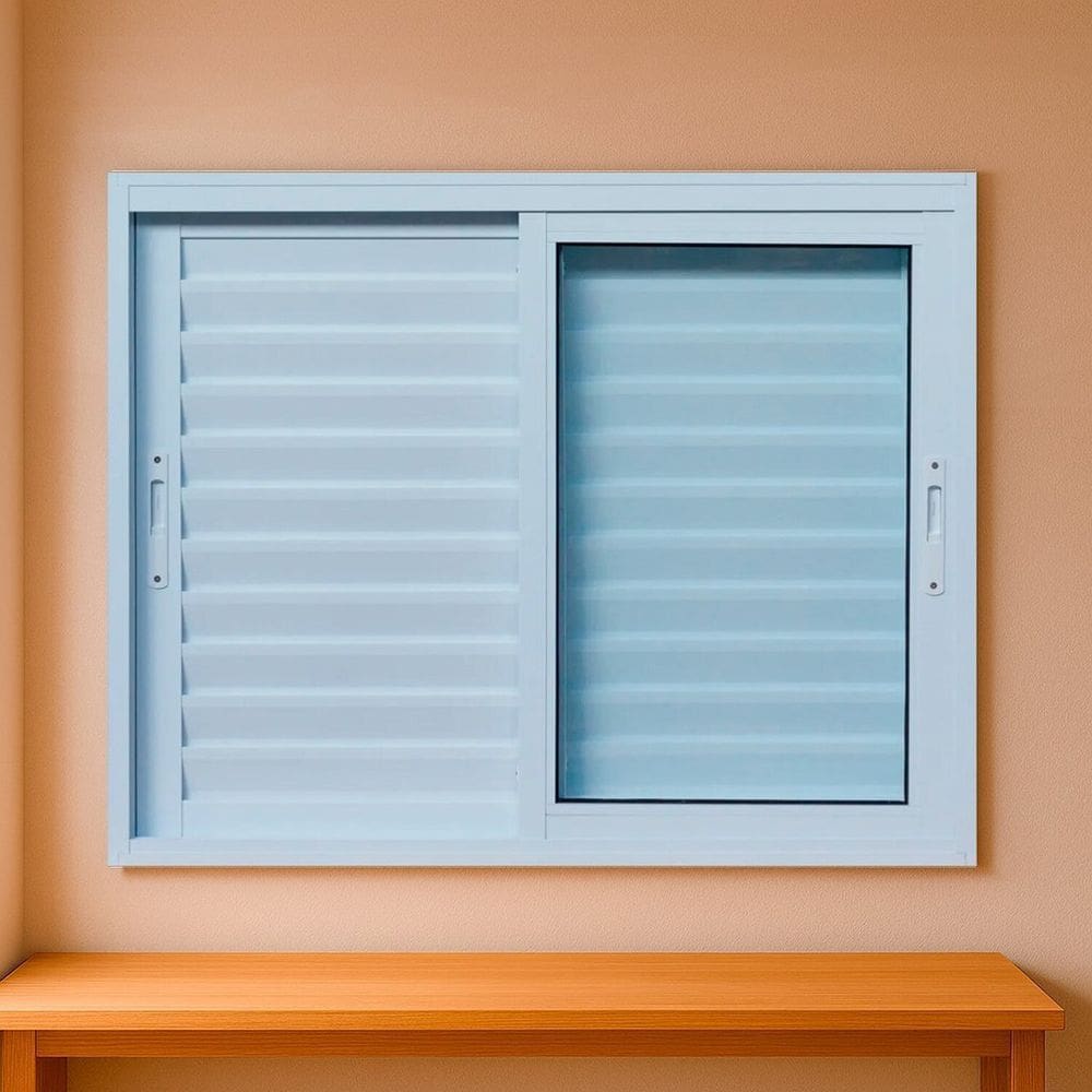 Janela Veneziana 3 Folhas Vidro Segurança 6cm 150x120cm Fábrica do Alumínio Branco