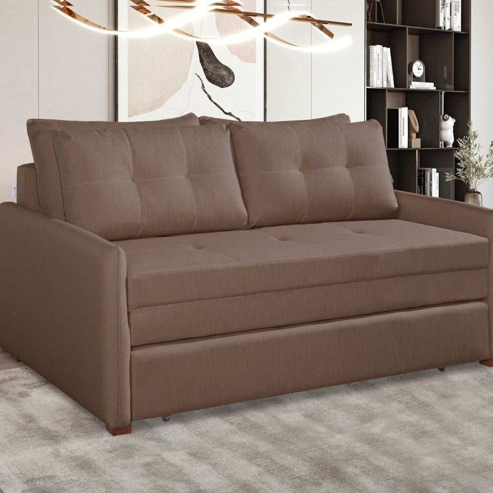 Sofá Cama Casal 95cm X 157cm Montreal Marrom Escuro