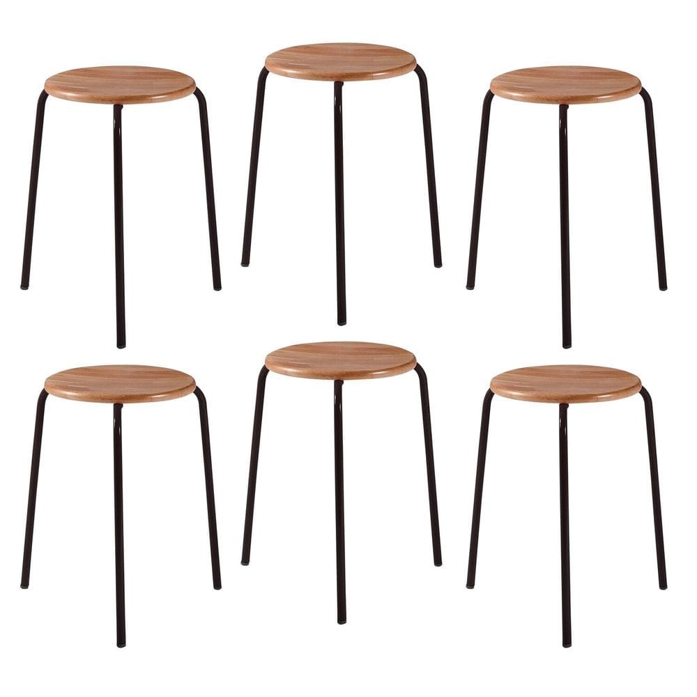 Conjunto 6 Banquetas para Sala de Jantar Cumbuca Preto/Marrom