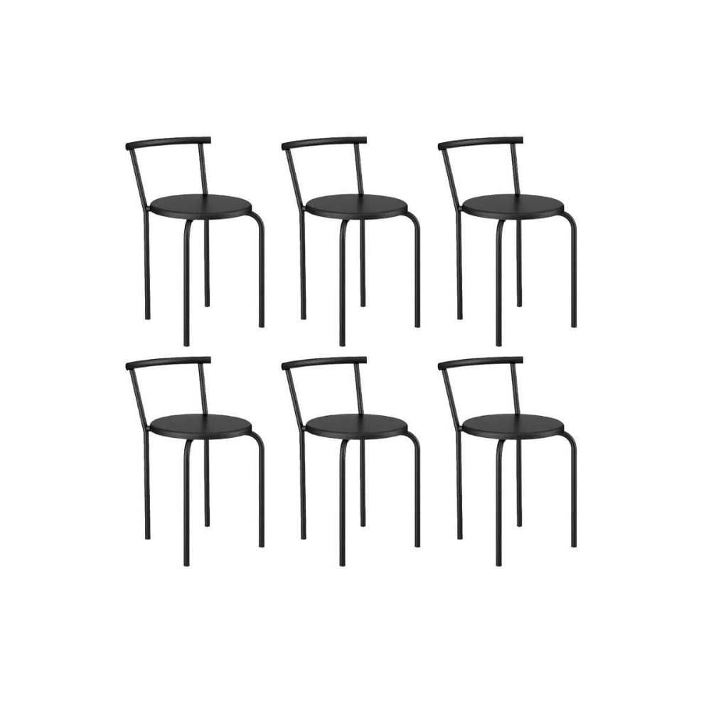 Banqueta Sala de Jantar 105 Kit 6 Uni Preto/Courano Preto - Carraro