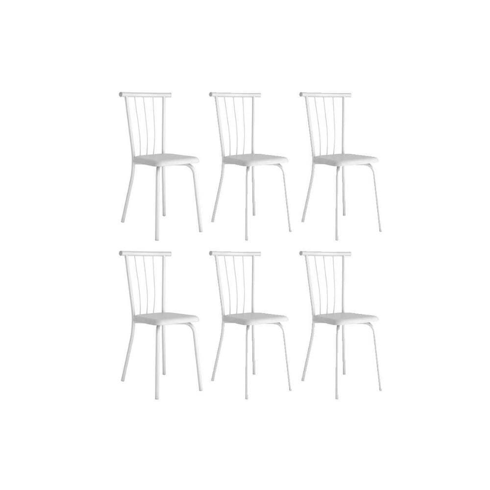 Cadeira Sala de Jantar 154 Aço Kit 6 Uni Branco/Courano Branco - Carraro