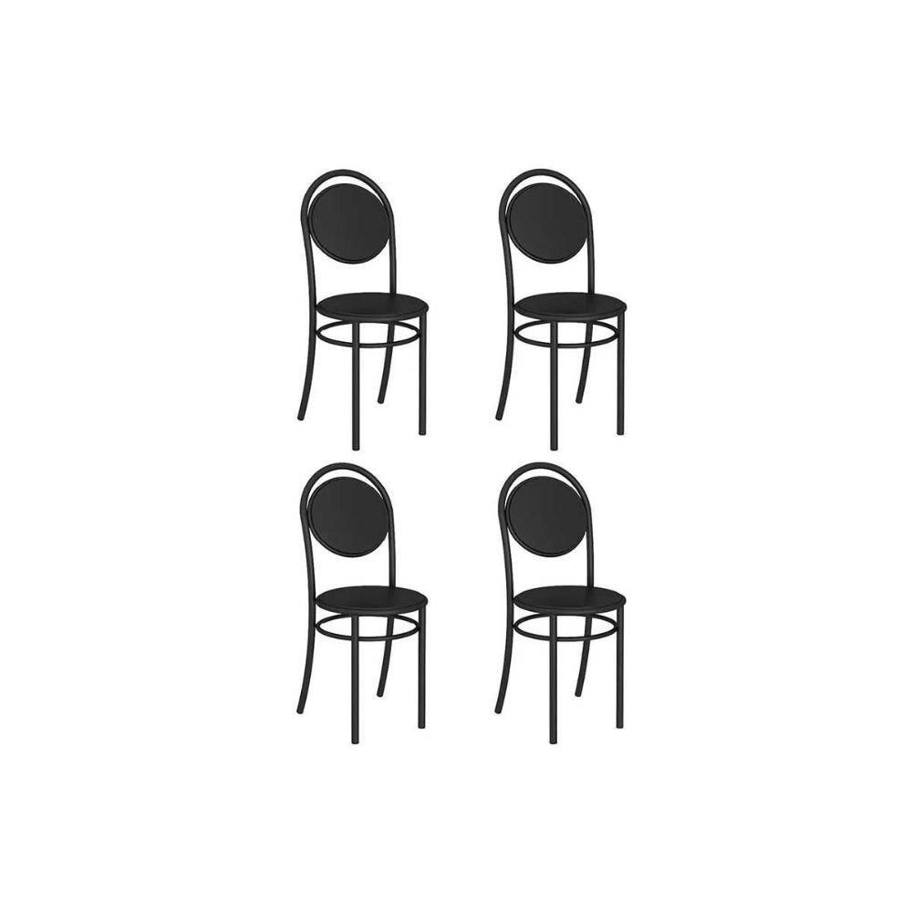 Cadeira Sala de Jantar 190 Aço Kit 4 Uni Preto/Courano Preto - Carraro