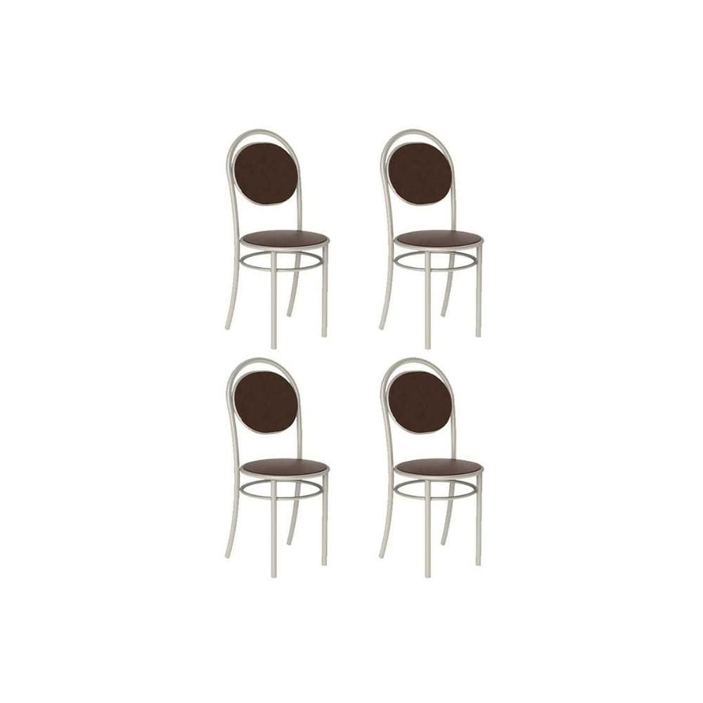 Cadeira Sala de Jantar 190 Aço Kit 4 Uni Prata/Courano Cacau - Carraro