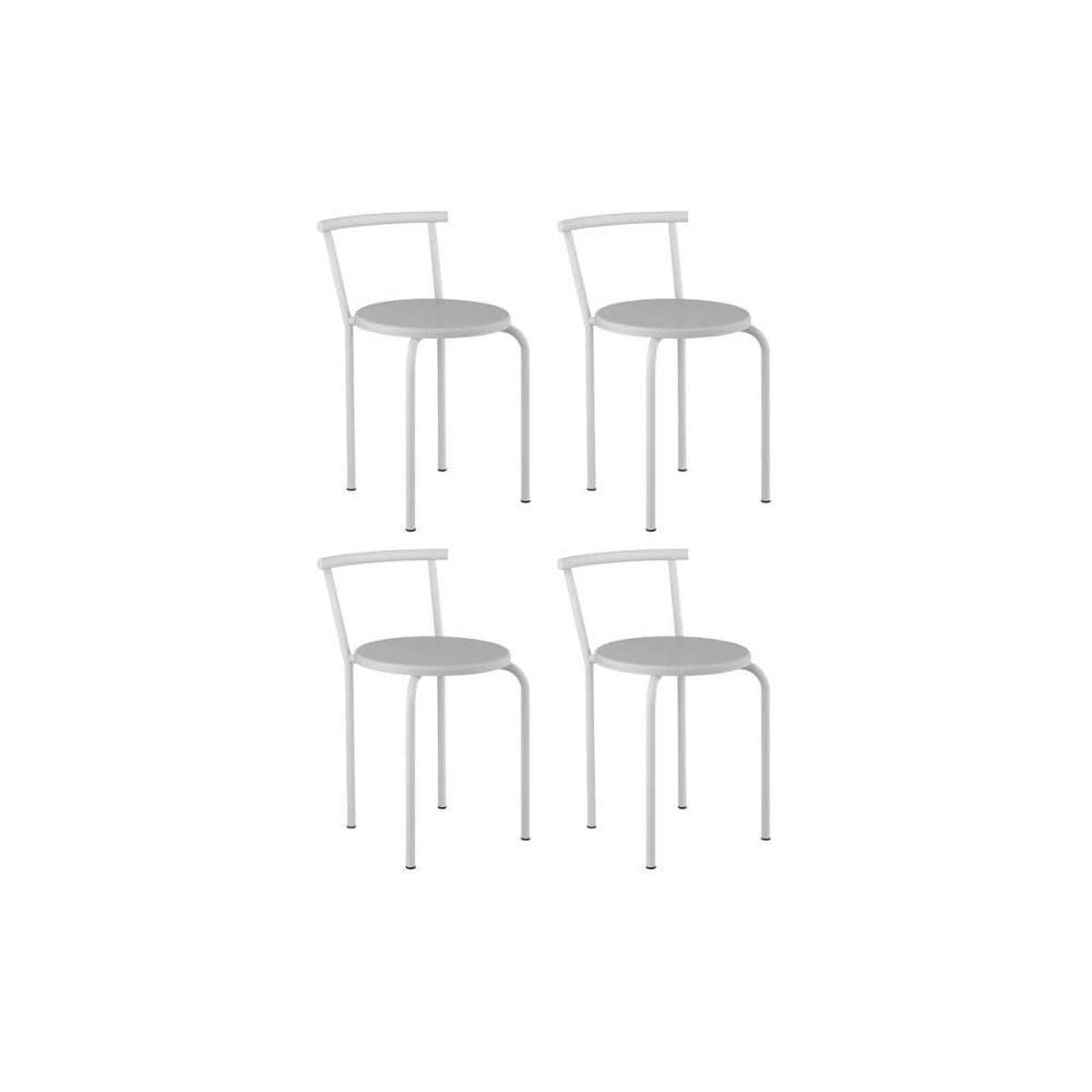 Banqueta Sala de Jantar 105 Kit 4 Uni Branco/Courano Branco - Carraro
