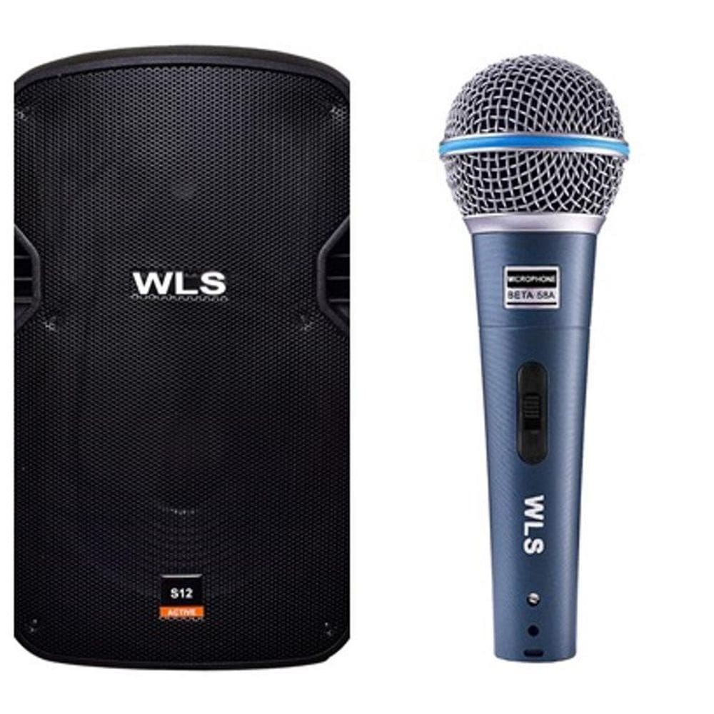 Caixa Acústica WLS S12 Ativa com Bluetooth + Microfone M58A