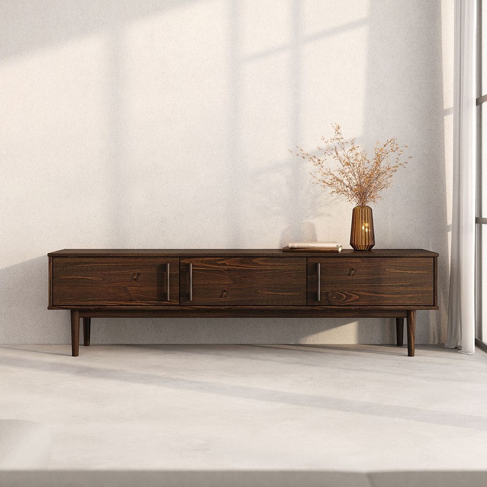 Rack de TV 180 cm Minimalista Cor Imbuia 3 Portas TECCA