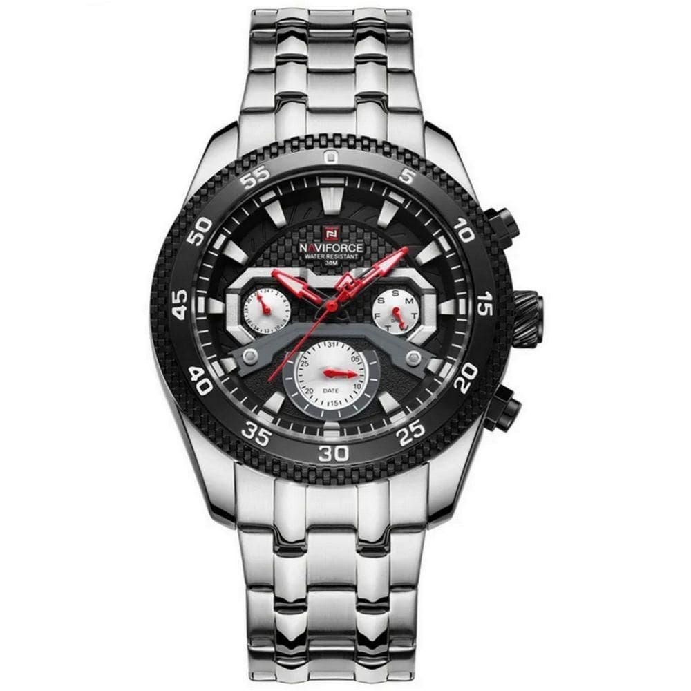 Relógio De Pulso Masculino Com Cronógrafo Mostrador Luminoso Impermeável Prata