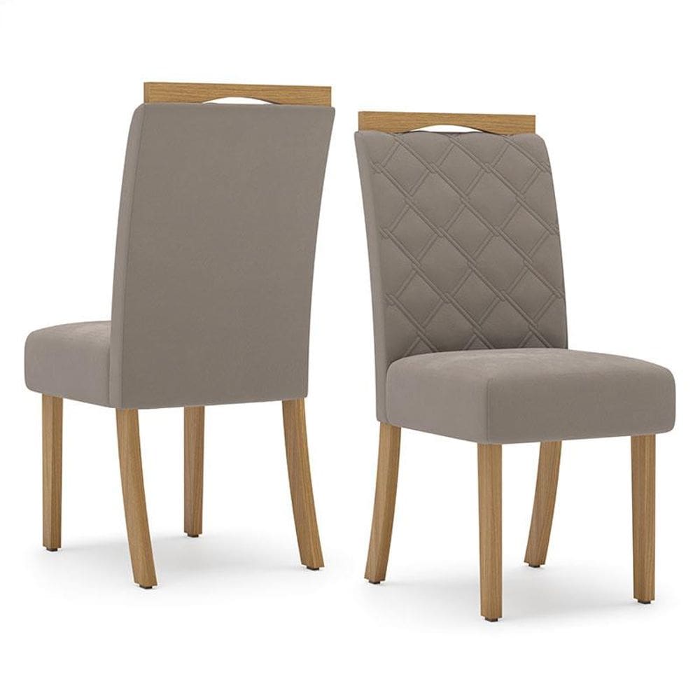 Cadeira para Mesa de Jantar Belle Kit 02 Peças Nature Marrom Amêndoa - Henn