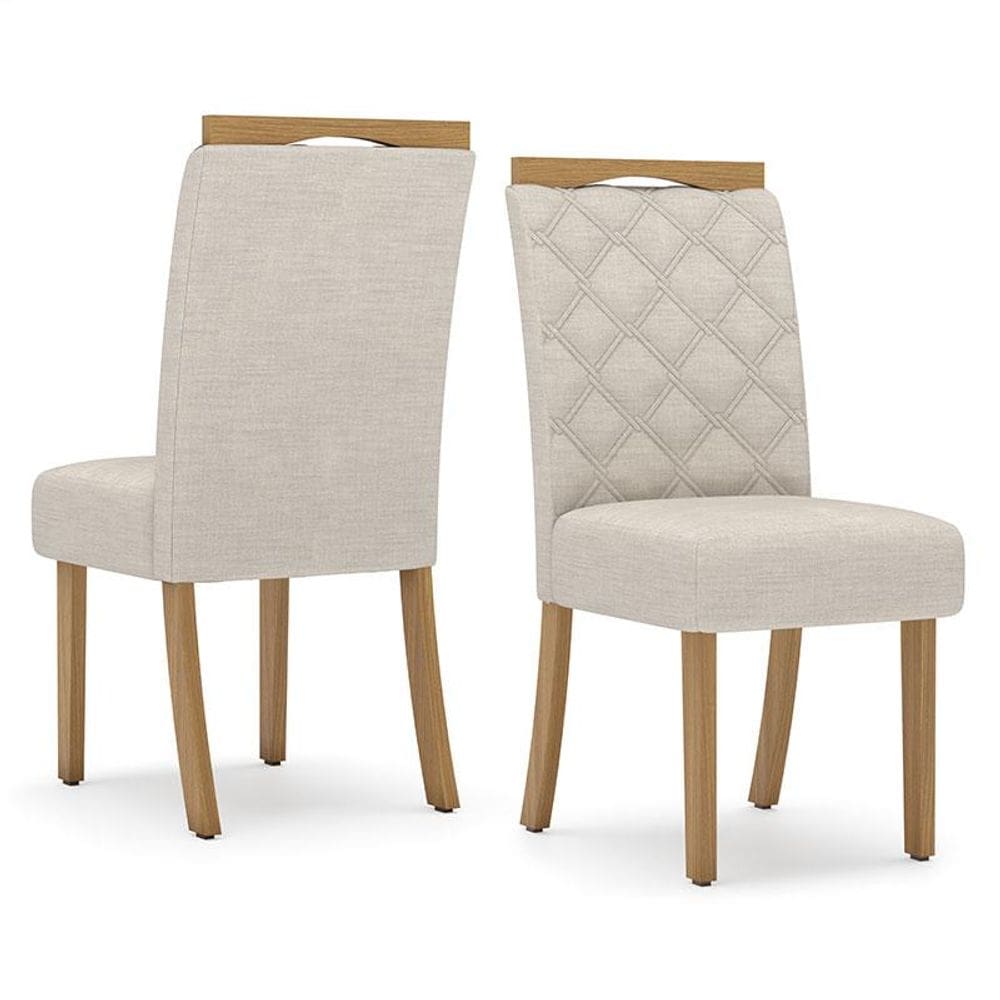 Cadeira para Mesa de Jantar Belle Kit 02 Peças Nature Linho - Henn