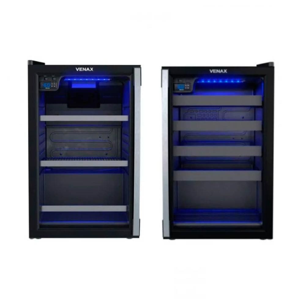 Conjunto Cervejeira Venax Blue Light 82L + Adega 24 Garrafas Porta Invertida Preto - 220V