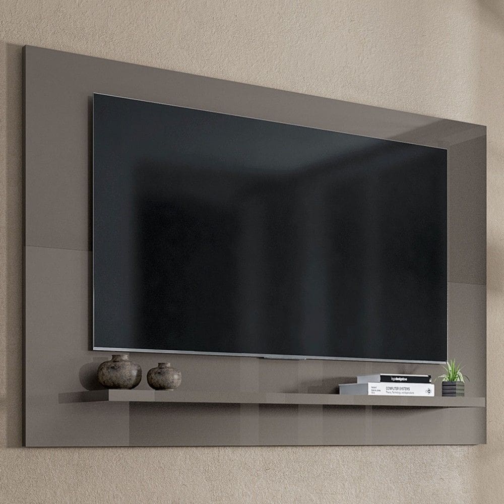 Painel para TV Até 60 Polegadas Mafra 1 Prateleira Cinza Perola - Pnr Móveis
