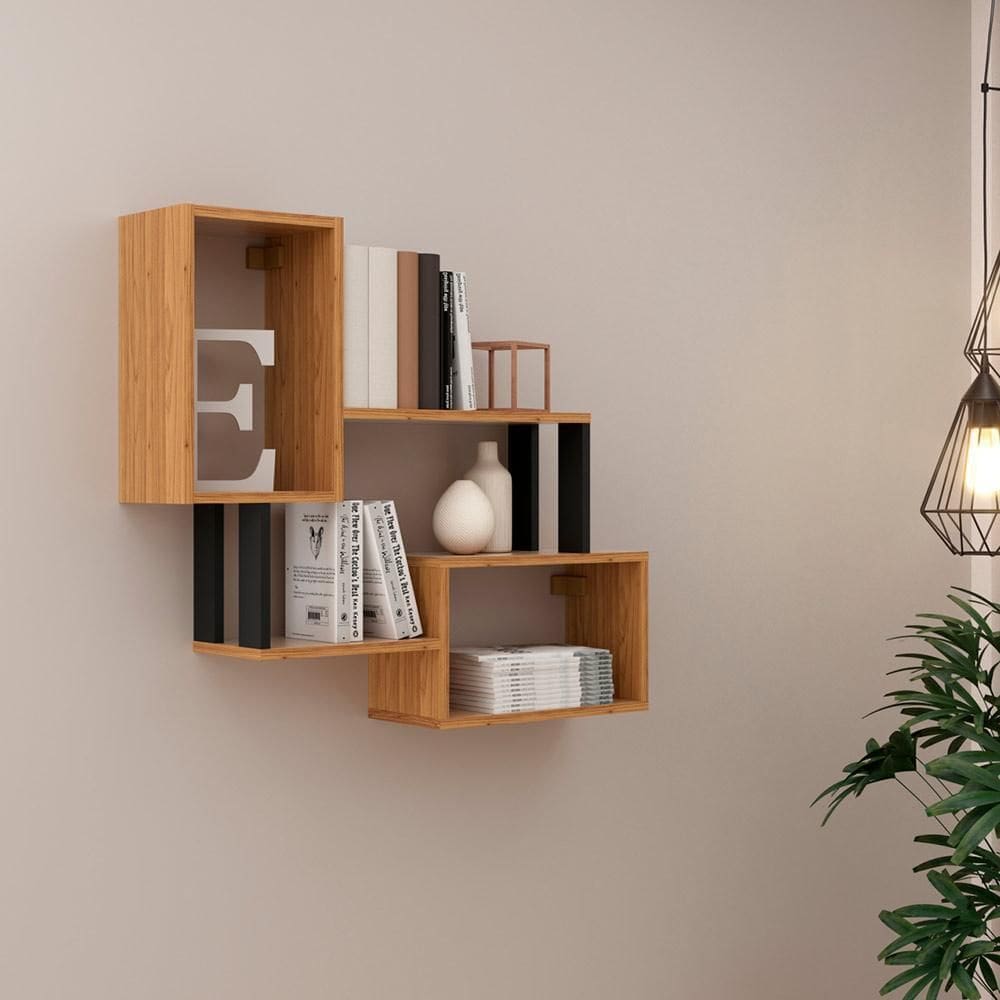 Nicho Suspenso para Livros Preto e Industrial