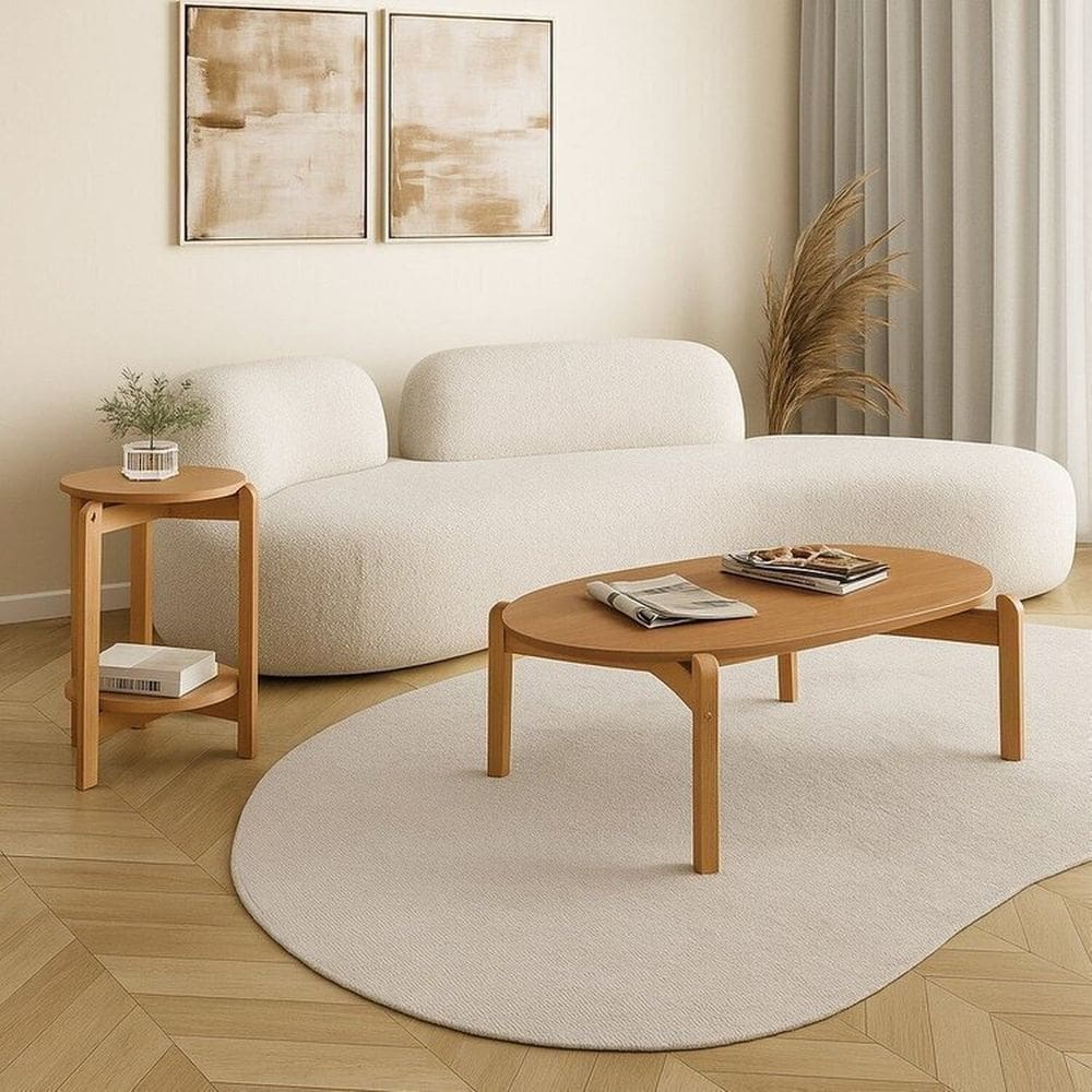 Kit 2 Peças com Mesa de Centro e Mesa Lateral Lizz Cedro