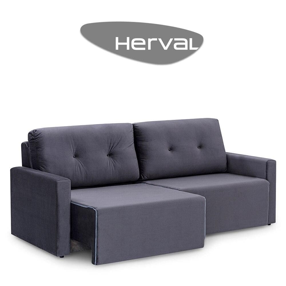 Sofá 3 Lugares Herval Mali Cinza, 220 cm