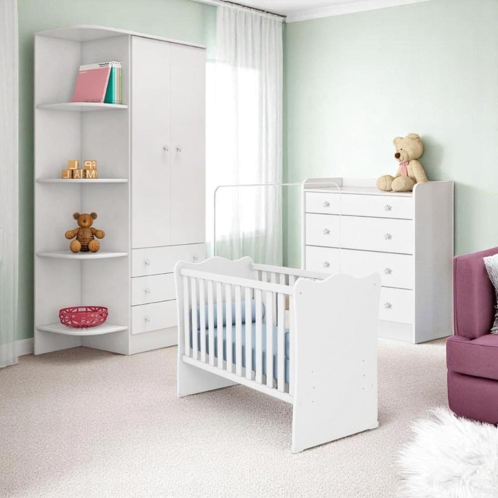 1berco Doce Sonho Branco ( + 2523comoda Com Trocador Doce Sonho( + 825g. Roupa Inf. 2pts Doce Sonho(