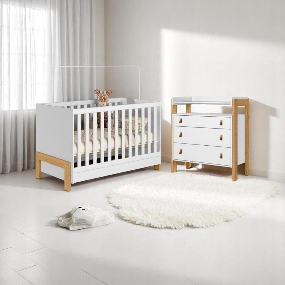 4300 - Berco Mini Cama Fantasia Branco Acetinado (,4410 - Comoda 3gav C/nicho Fantasia Branco Acetinado (