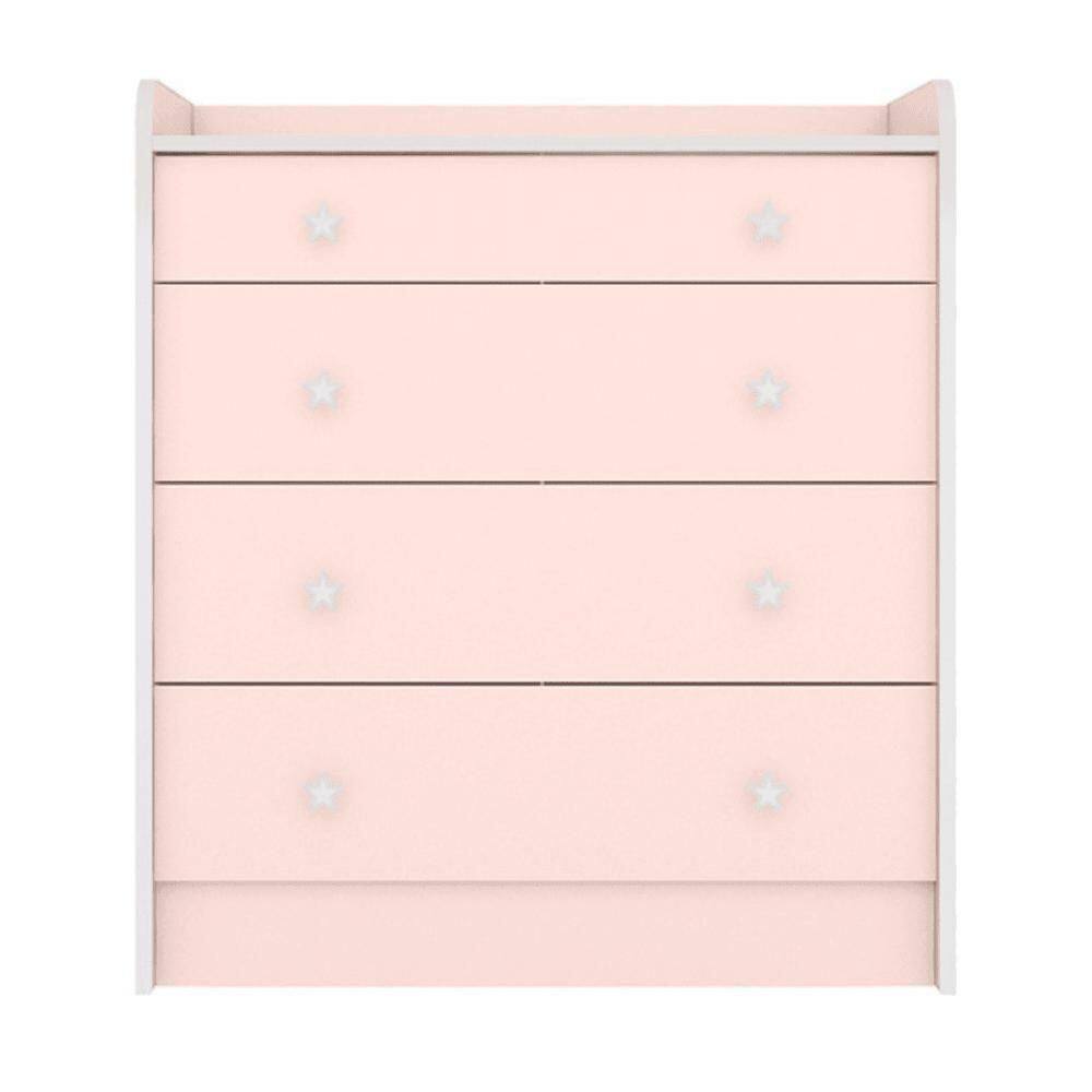2523 - Comoda Com Trocador Doce Sonho Rosa Acetinado (