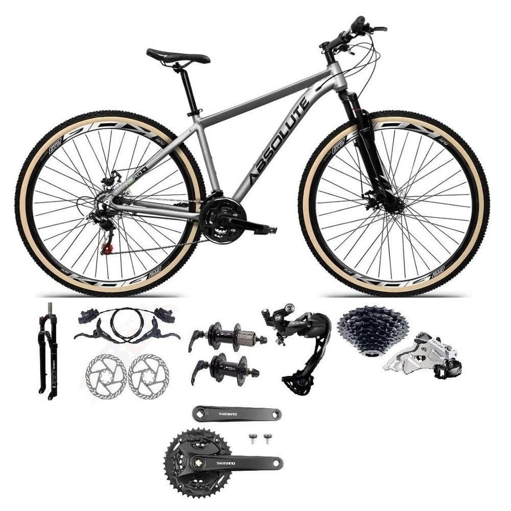 Bicicleta Aro 29 Absolute Nero 5 Câmbios Shimano Alívio/altus 27v Freio A Oléo Garfo Trava Pneu C/faixa -cinza Tam.17
