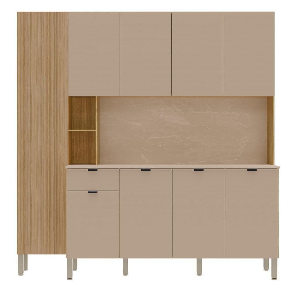 Cozinha Compacta 9 Portas 1 Gaveta201 Cm Pulse Freijo