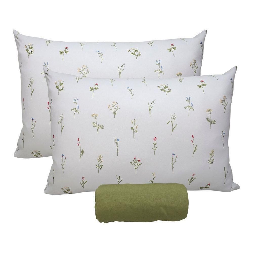 Jogo De Cama Portallar Casal Malha 100% Algodão Premiun Classic Vitoria 3 Peças Verde Pedra