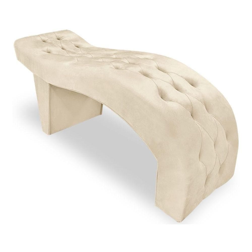 Maca Estofada Capitonê Clínica Salão Estética Suede Eduarda Bege