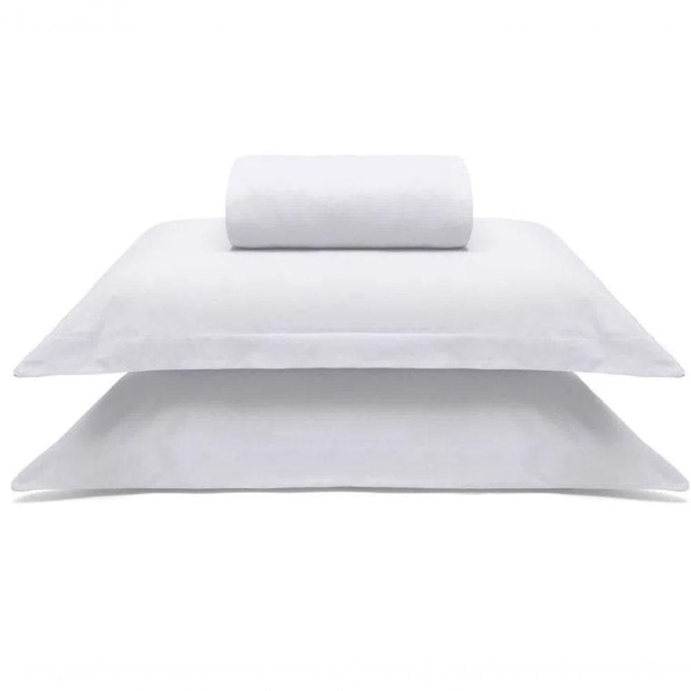 Jogo De Cama Buettner Queen Malha 100% Algodao Liso 3 Peças Image Branco