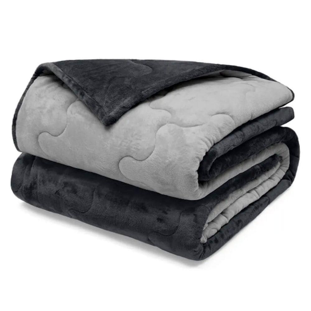 Edredom Buettner King Plush Flannel 100% Poliéster Dupla Face 260mx280m Preto E Metal Escuro