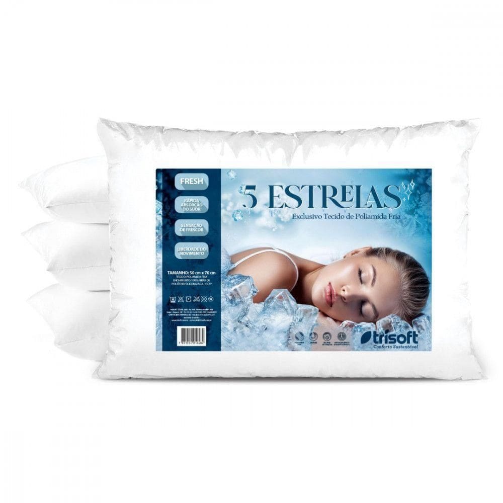Travesseiro Lavável 5 Estrelas 50x70c Poliamida Fria Trisof Branco