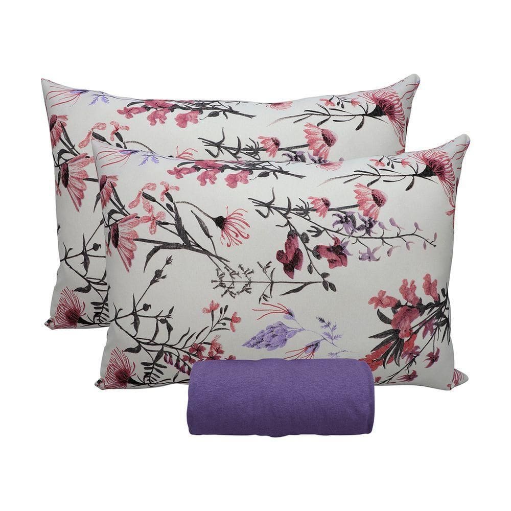 Jogo De Cama Queen Portallar Malha 100% Algodão Londres 3 Peças Violeta