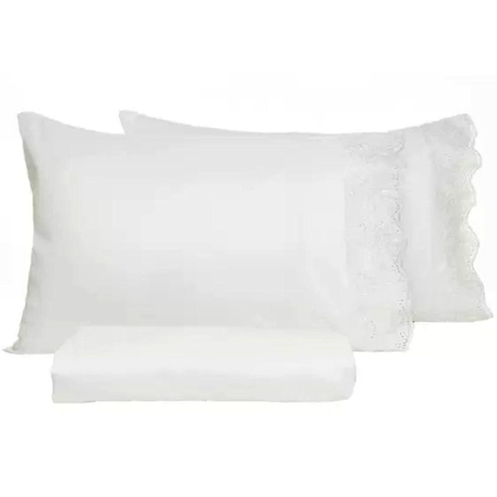 Jogo De Cama Lmpeter Queen Microfibra 100% Poliéster 3 Peças Branco