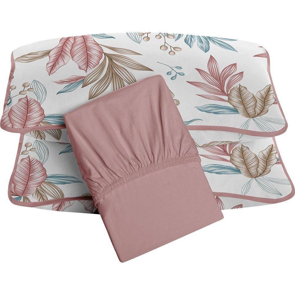 Jogo De Cama Tecebem Queen Malha 100% Algodão Yara 3 Peças Premium Rose