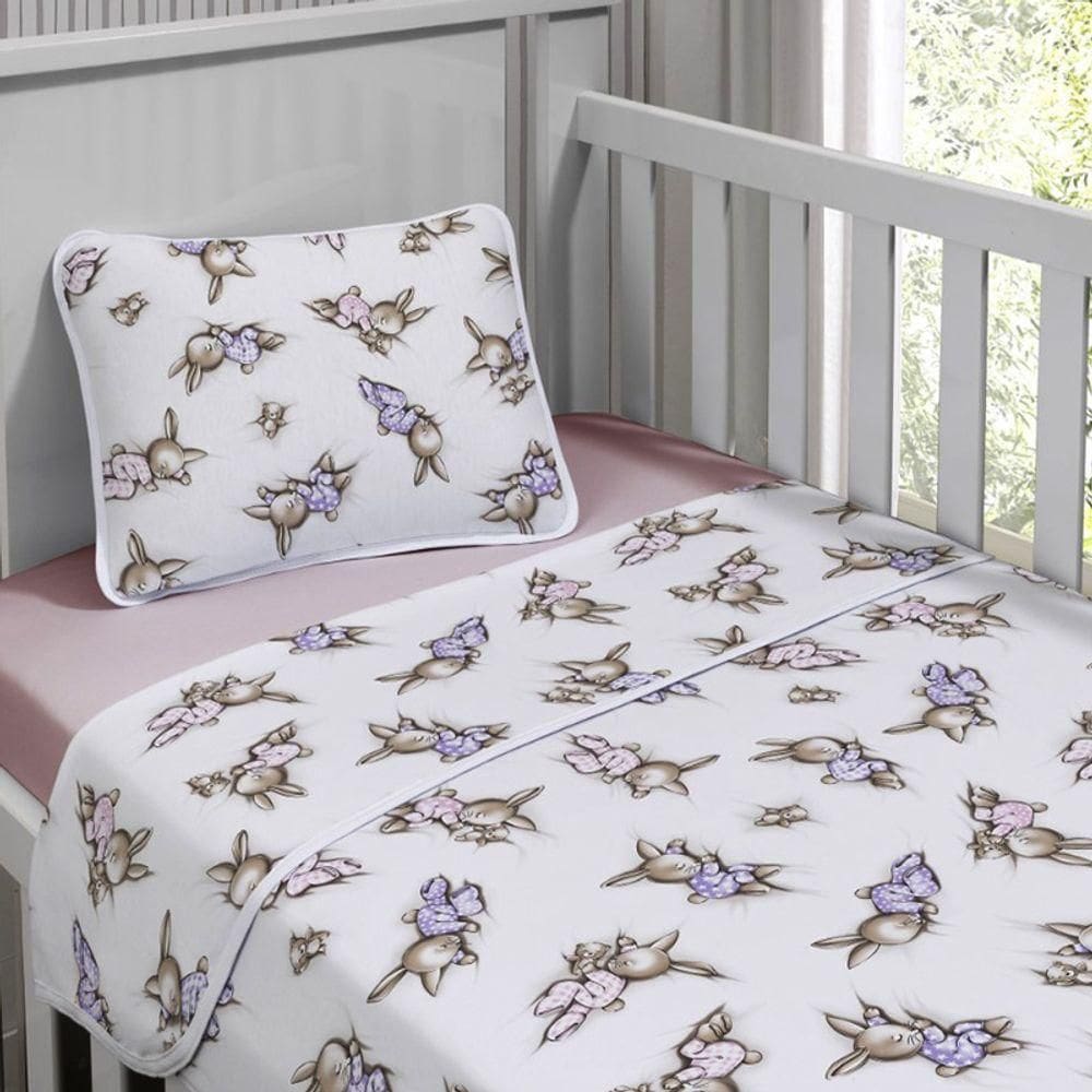 Jogo De Cama Tecebem Mini Cama(montessoriana) Malha 100% Algodão Meg 3 Peças Rose