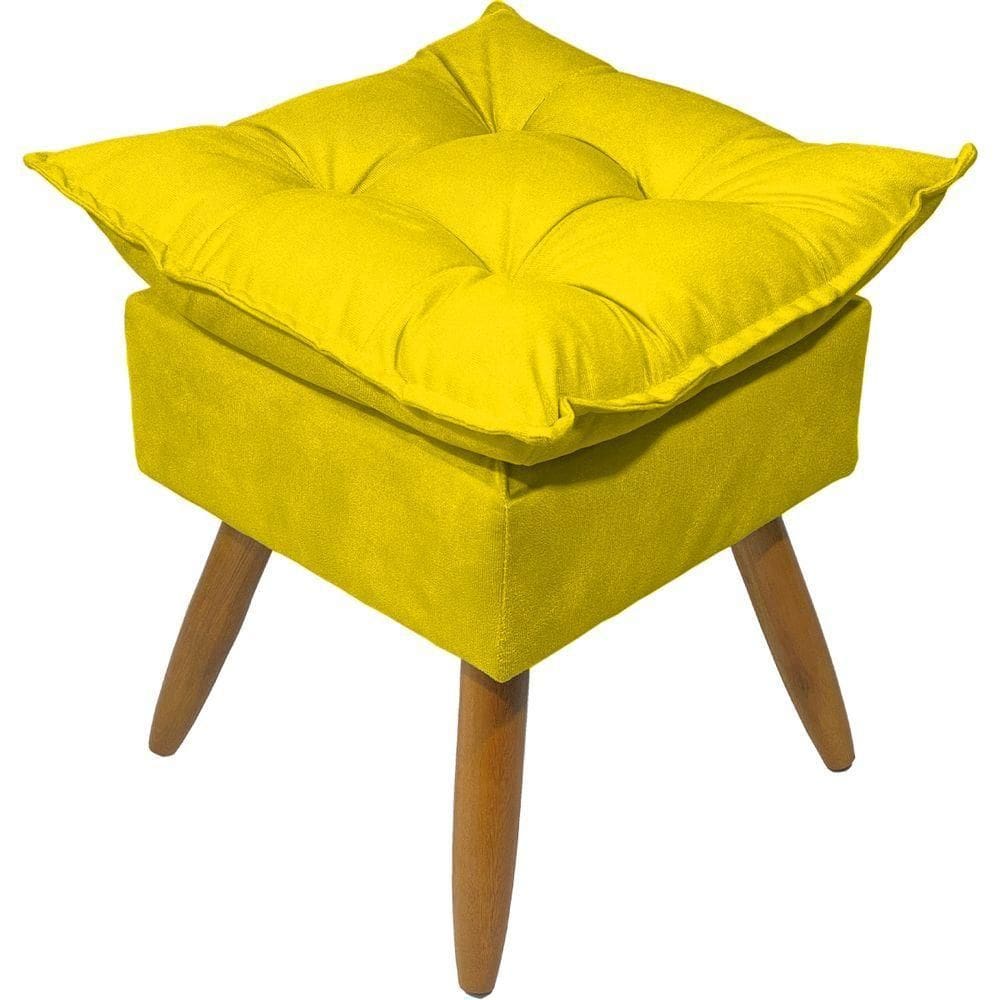 Puff Decorativo Quadrado Para Sala Quarto Penteadeira Recepção Alice Pé Palito Castanho Suede