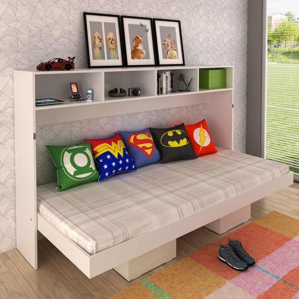 Cama Articulada Horizontal De Solteiro Com 6 Nichos Branco