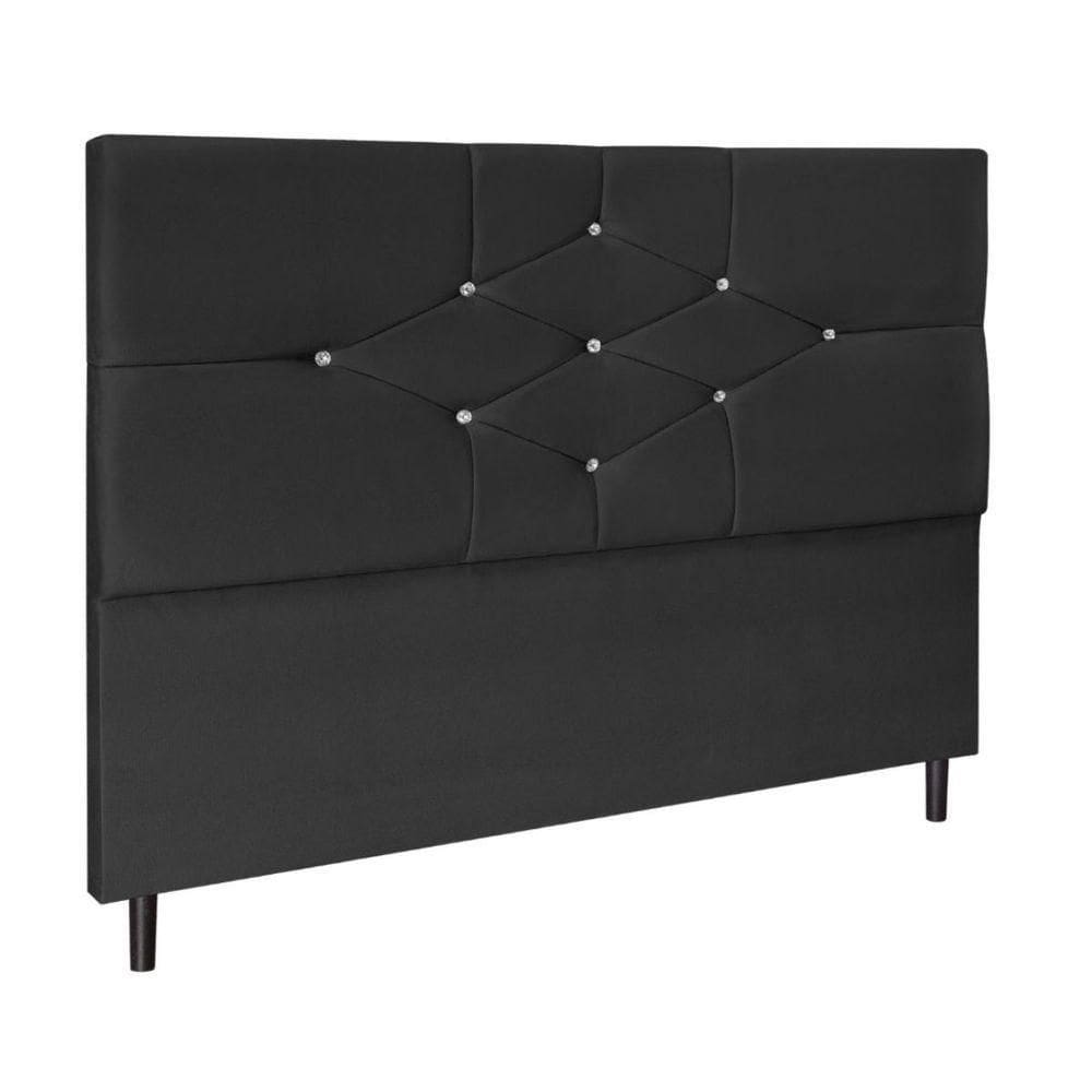 Cabeceira Cama Solteiro 90 Cm Camboriú Suede Preto E Frame
