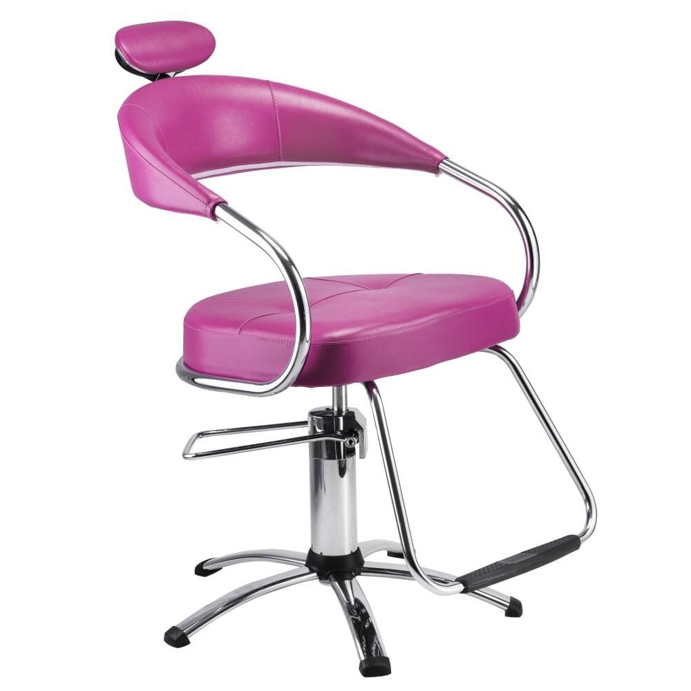 Cadeira Futura Hidráulica Cromada P/ Salão Cabeleireiro Rosa - Dompel