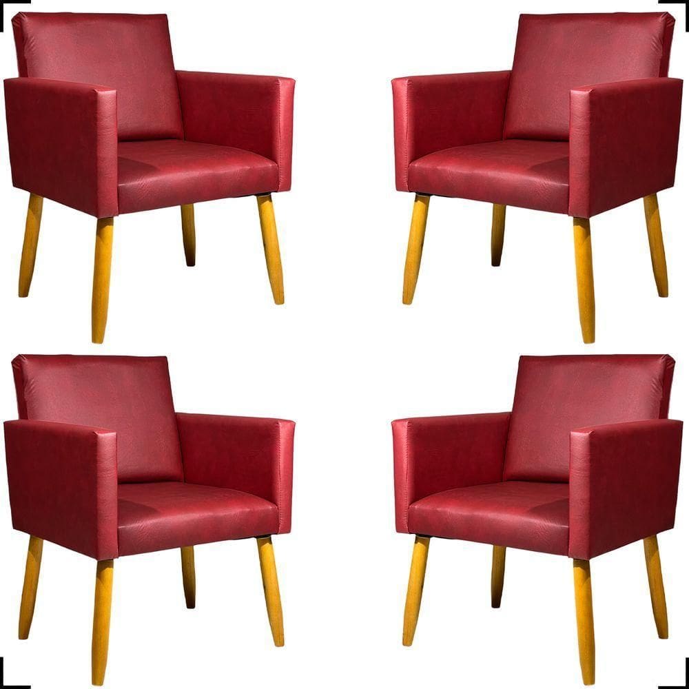 Kit 4 Poltronas Decorativa Para Sala Recepção Consultório Nina Corino Cores Pé Palito 30 Cm Castanho