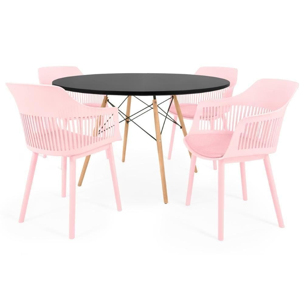 Conjunto Mesa De Jantar Redonda Eiffel Com 4 Cadeiras