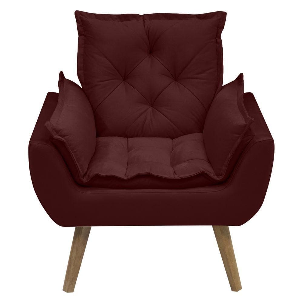 Kit Com 2 Poltronas Opala Conforto Decorativa Em Veludo Bordô