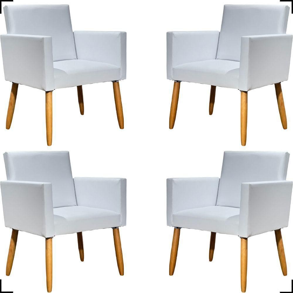Kit 4 Poltronas Decorativa Para Sala Recepção Consultório Nina Corino Cores Pé Palito 30 Cm Castanho