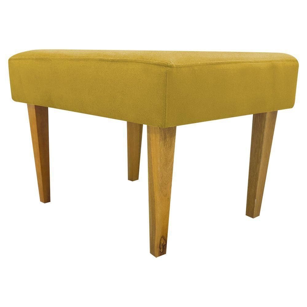 Puff Decorativo Retangular Para Sala Recepção Charme Pé Trapézio Suede Cores