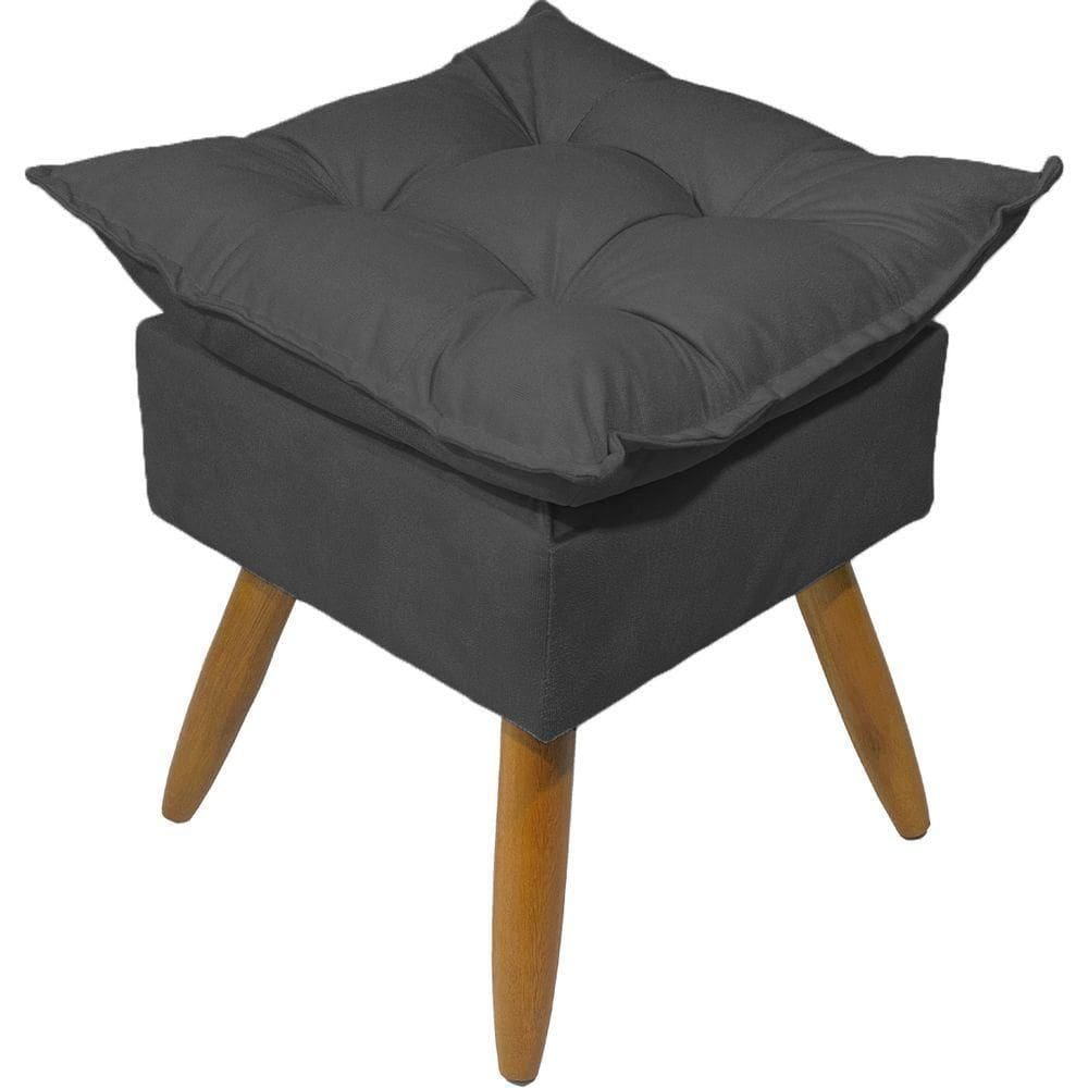 Puff Decorativo Quadrado Para Sala Quarto Penteadeira Recepção Alice Pé Palito Castanho Suede