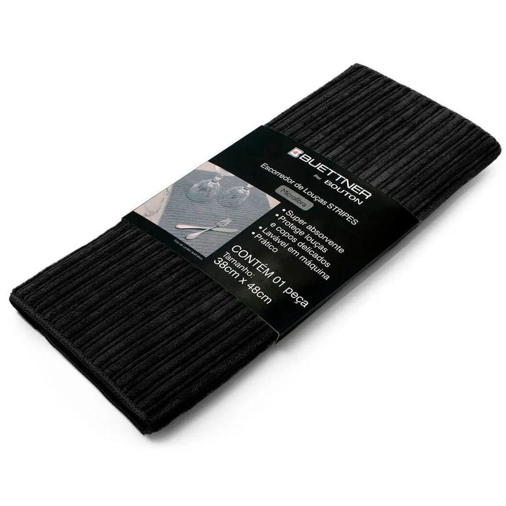 Escorredor De Louça Buettner Microfibra 80% Poliéster/20% Poliamida Cooking Stripes 38cm X 48cm Preto
